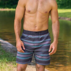 Speedo Men XXL/TTG Striped Drawstring Lined Swim Trunk Hybrid Beach Vacation Y2K